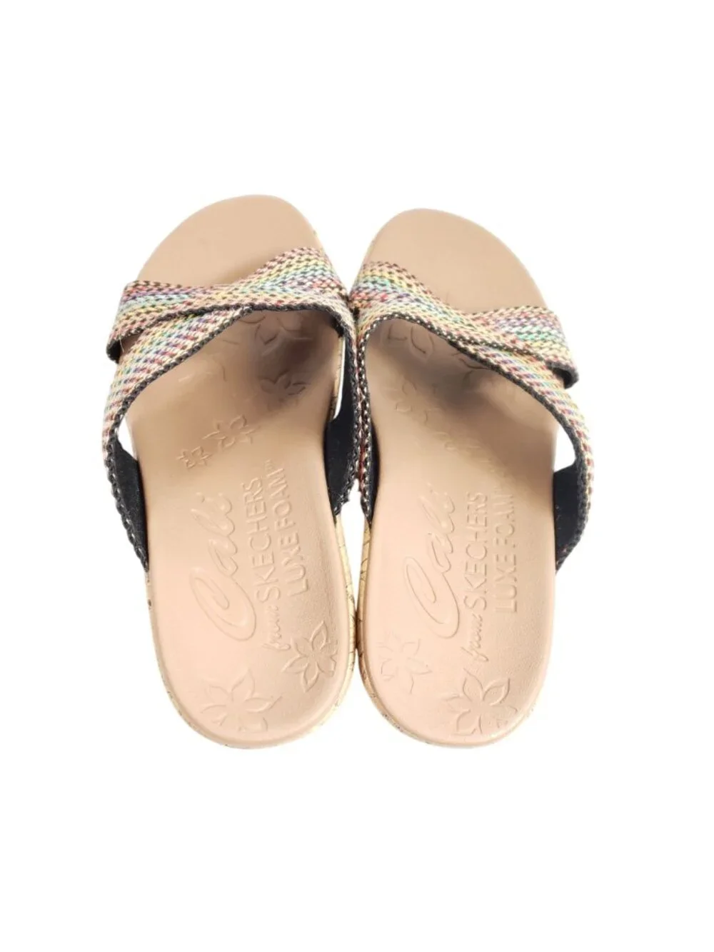 Skechers Cali Luxe Foam Womens Size 9 Wide Beverlee Multicolor Wedge Sandals - Picture 7 of 9